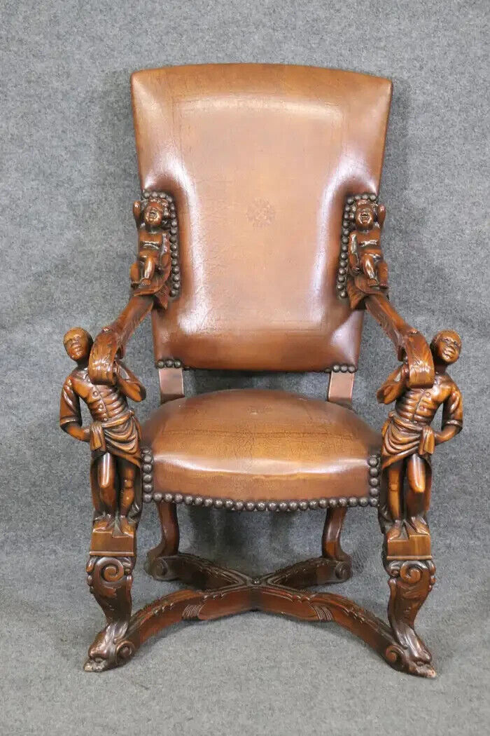 Andrea Brustolon Style Figural Armchair by Theodore Alexander