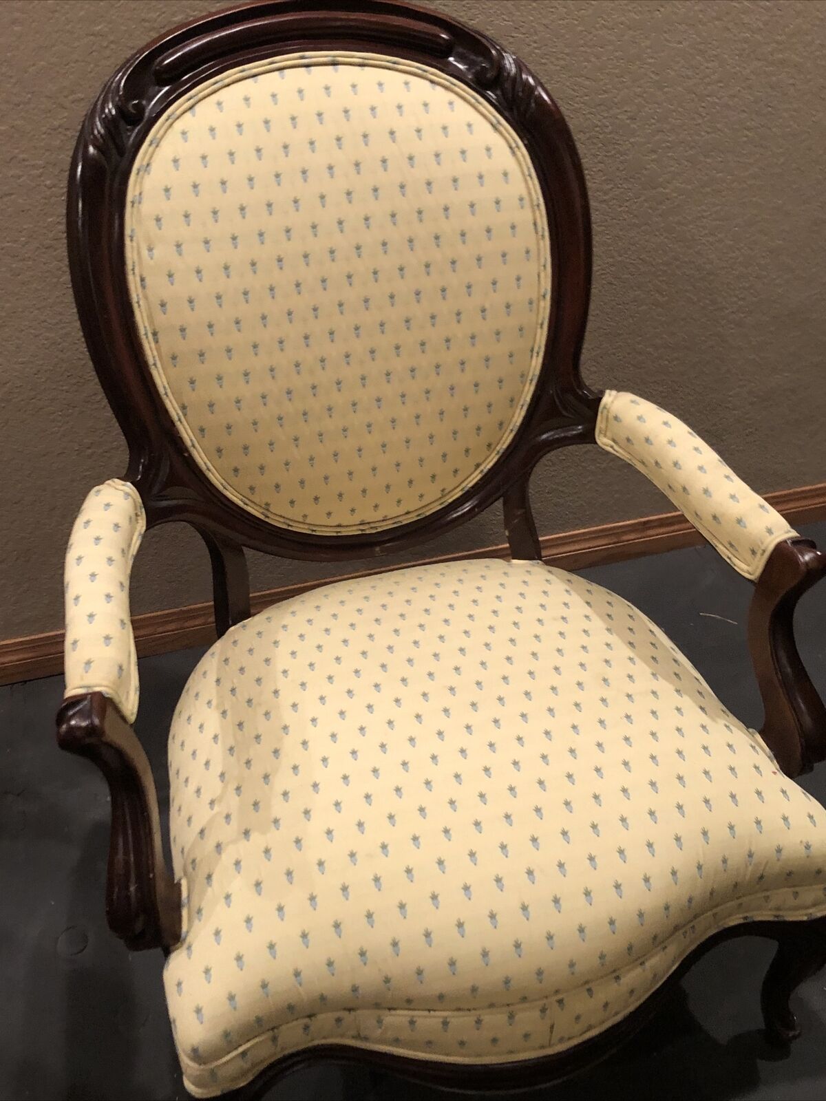Victorian Oval-Backed Parlor Chair Set with Ottoman