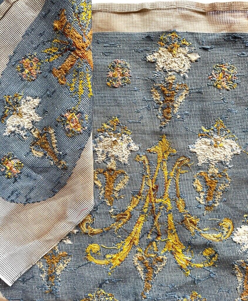 French Silk Needlepoint Panels for Antique Prie Dieus Chair