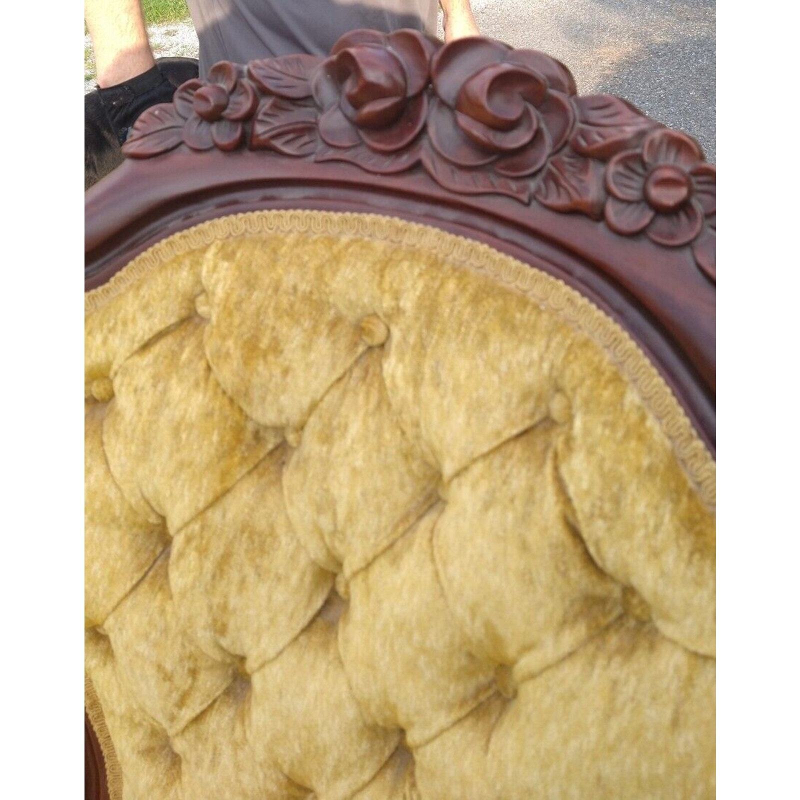 Victorian walnut chair with gold velvet upholstery