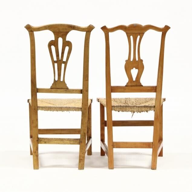 Pair of Antique Chippendale Side Chairs from New England