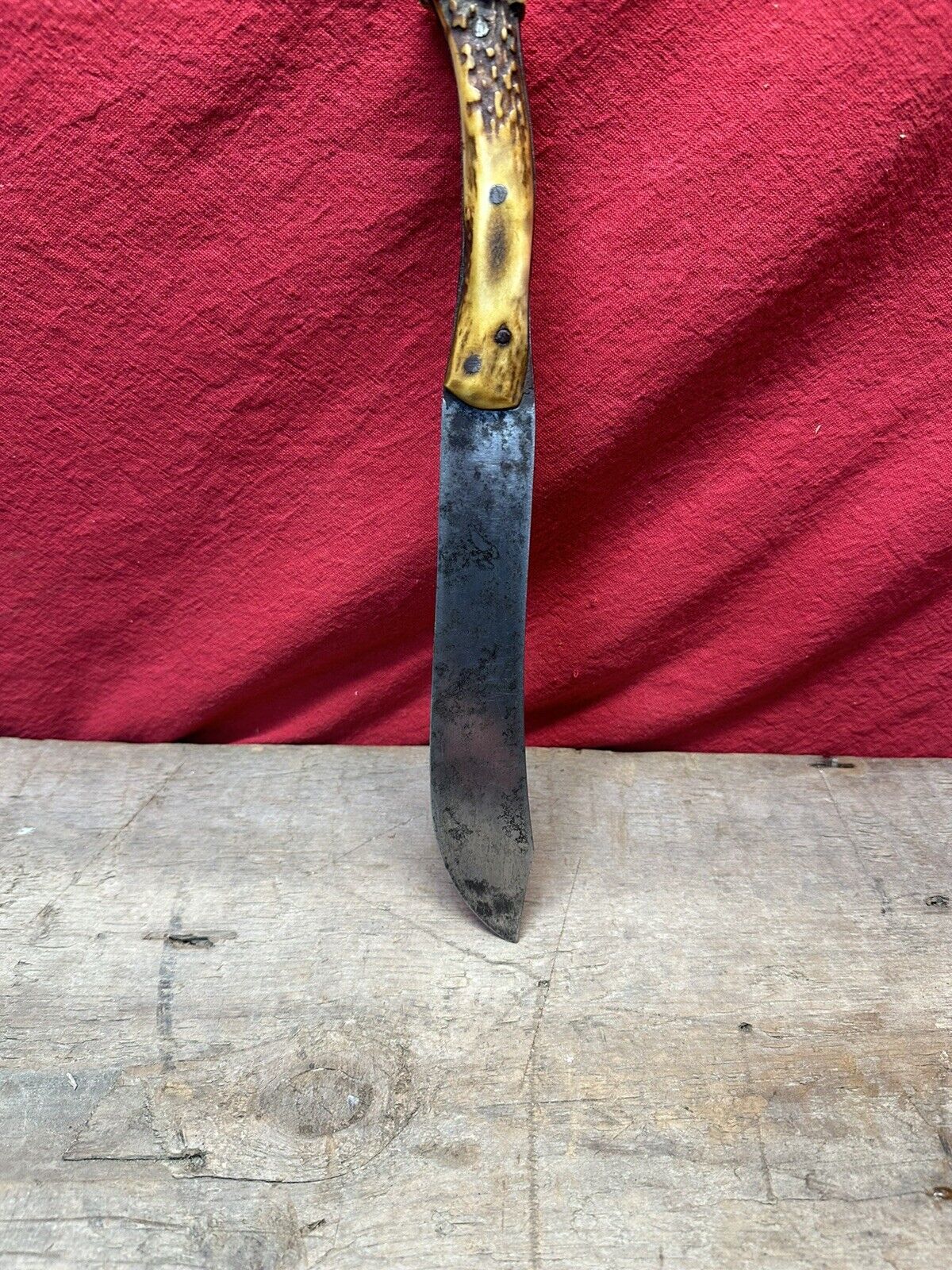 1800s Antler Hilt Bowie Side Knife - Rare Vintage