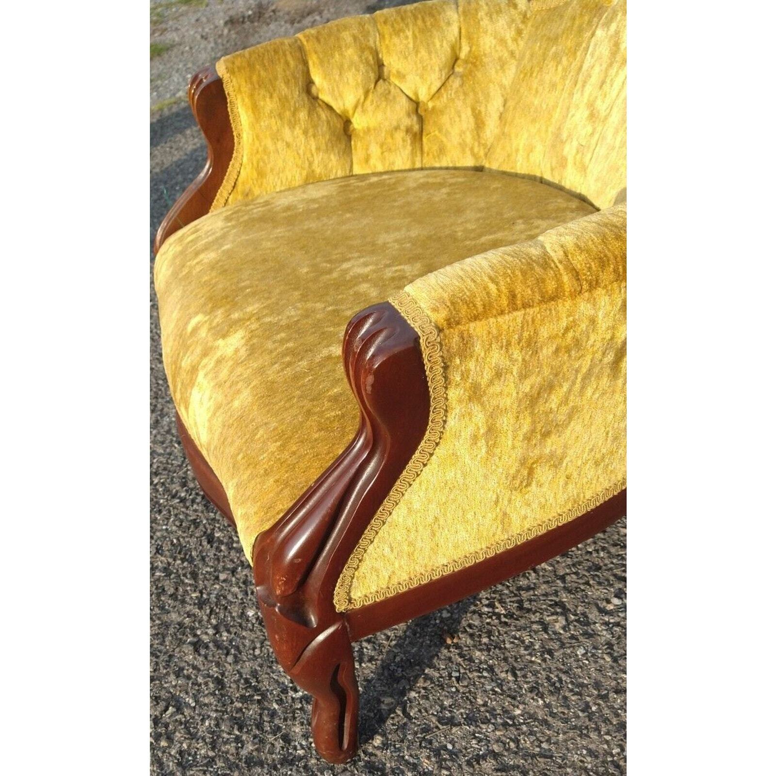 Victorian walnut chair with gold velvet upholstery
