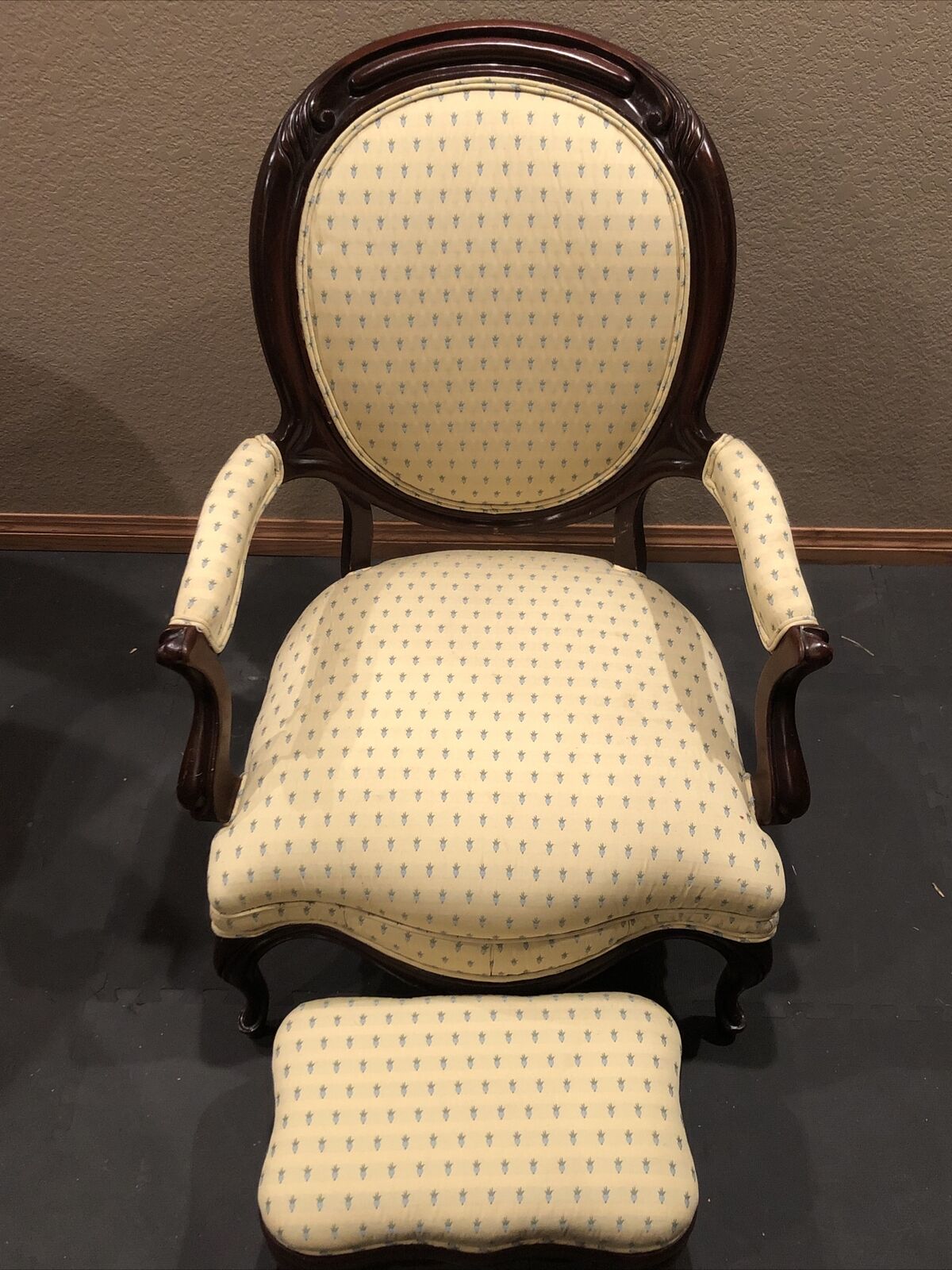 Victorian Oval-Backed Parlor Chair Set with Ottoman
