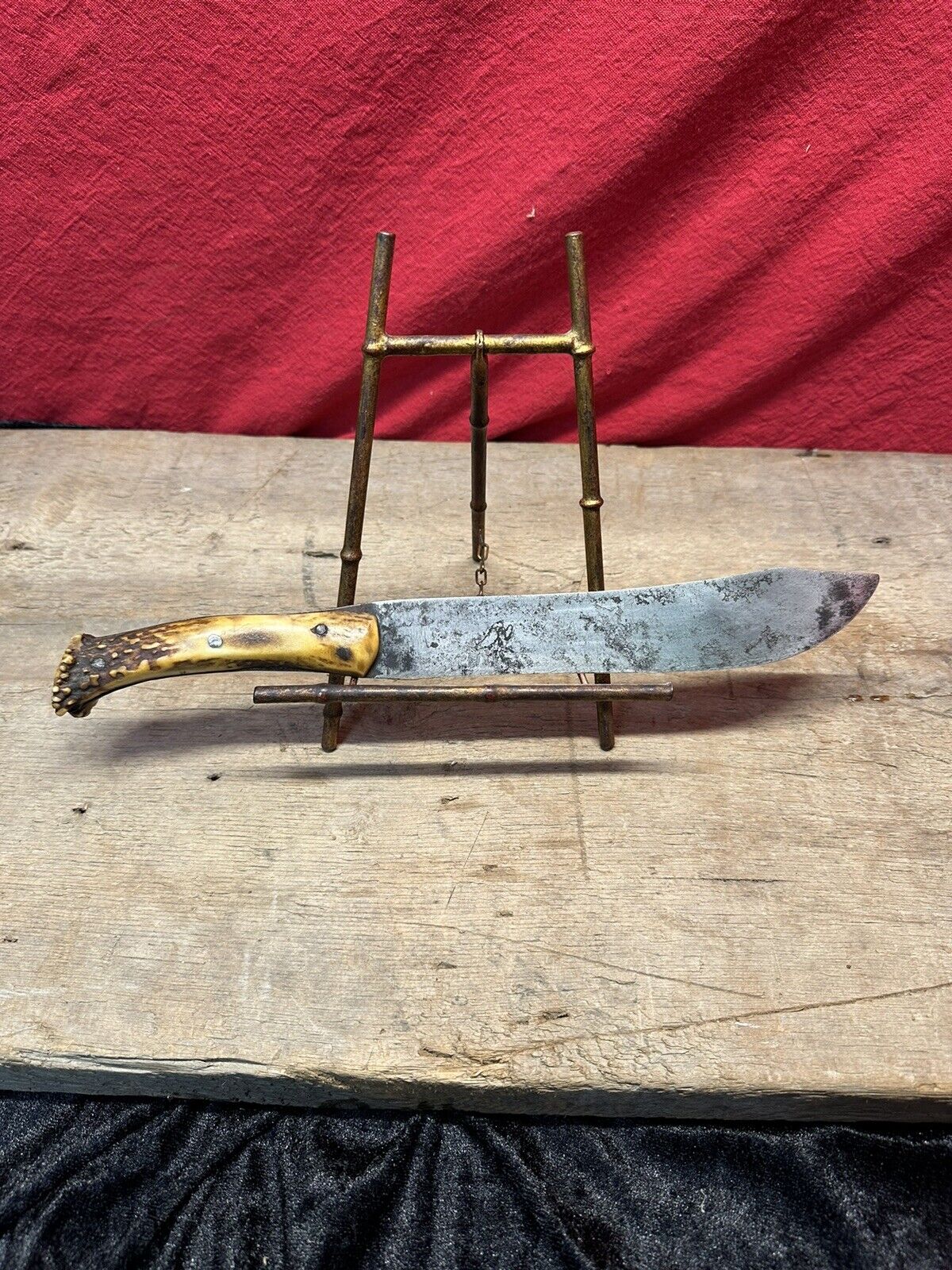 1800s Antler Hilt Bowie Side Knife - Rare Vintage