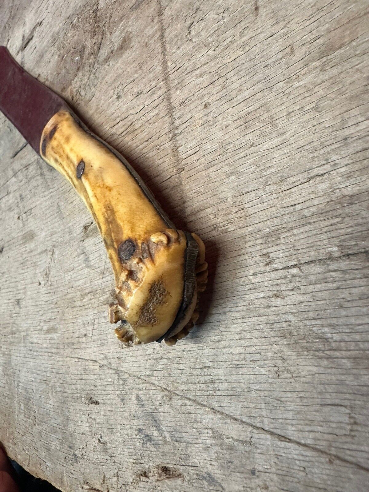 1800s Antler Hilt Bowie Side Knife - Rare Vintage