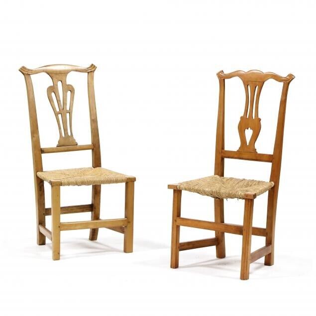 Pair of Antique Chippendale Side Chairs from New England