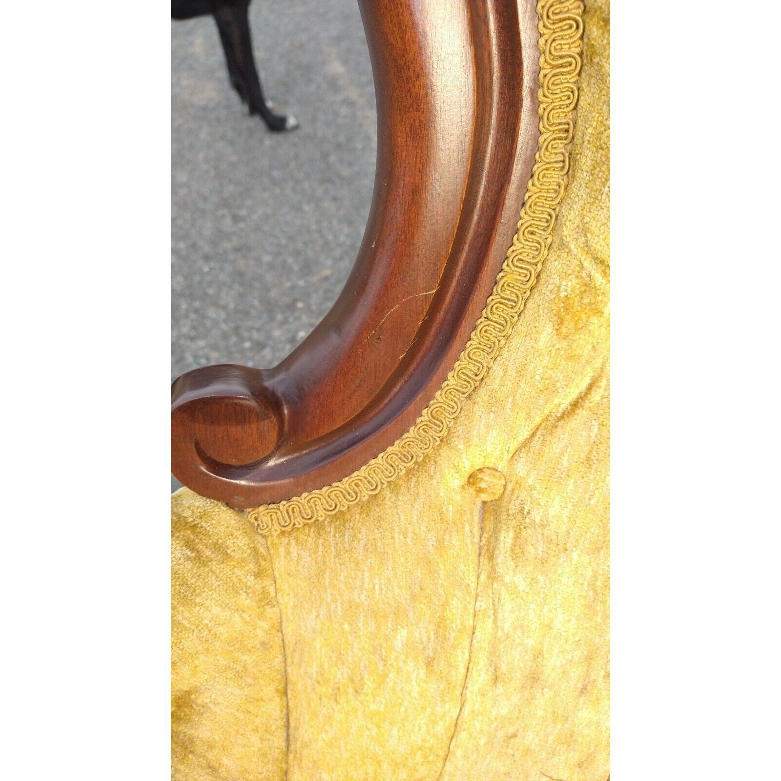 Victorian walnut chair with gold velvet upholstery
