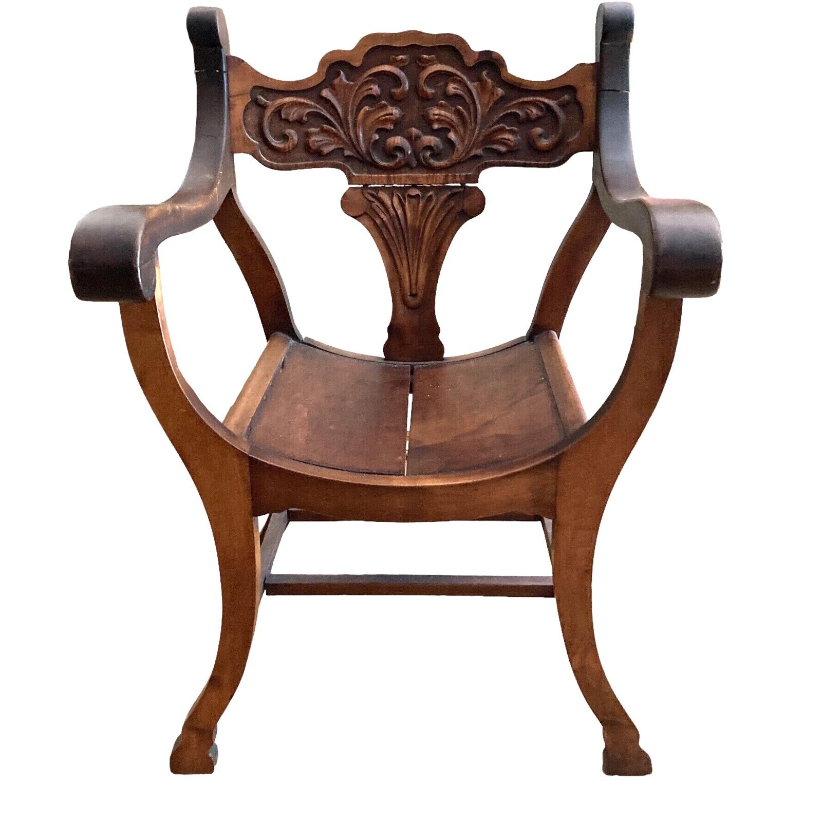 Vintage Victorian Hand Carved Wood Chair Floral Design