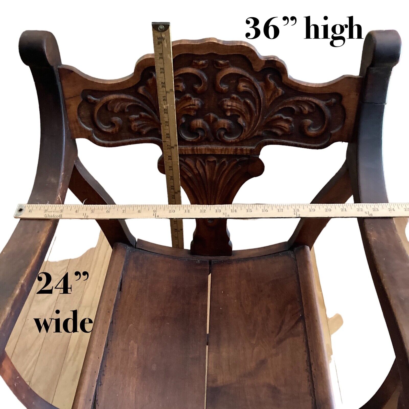 Vintage Victorian Hand Carved Wood Chair Floral Design