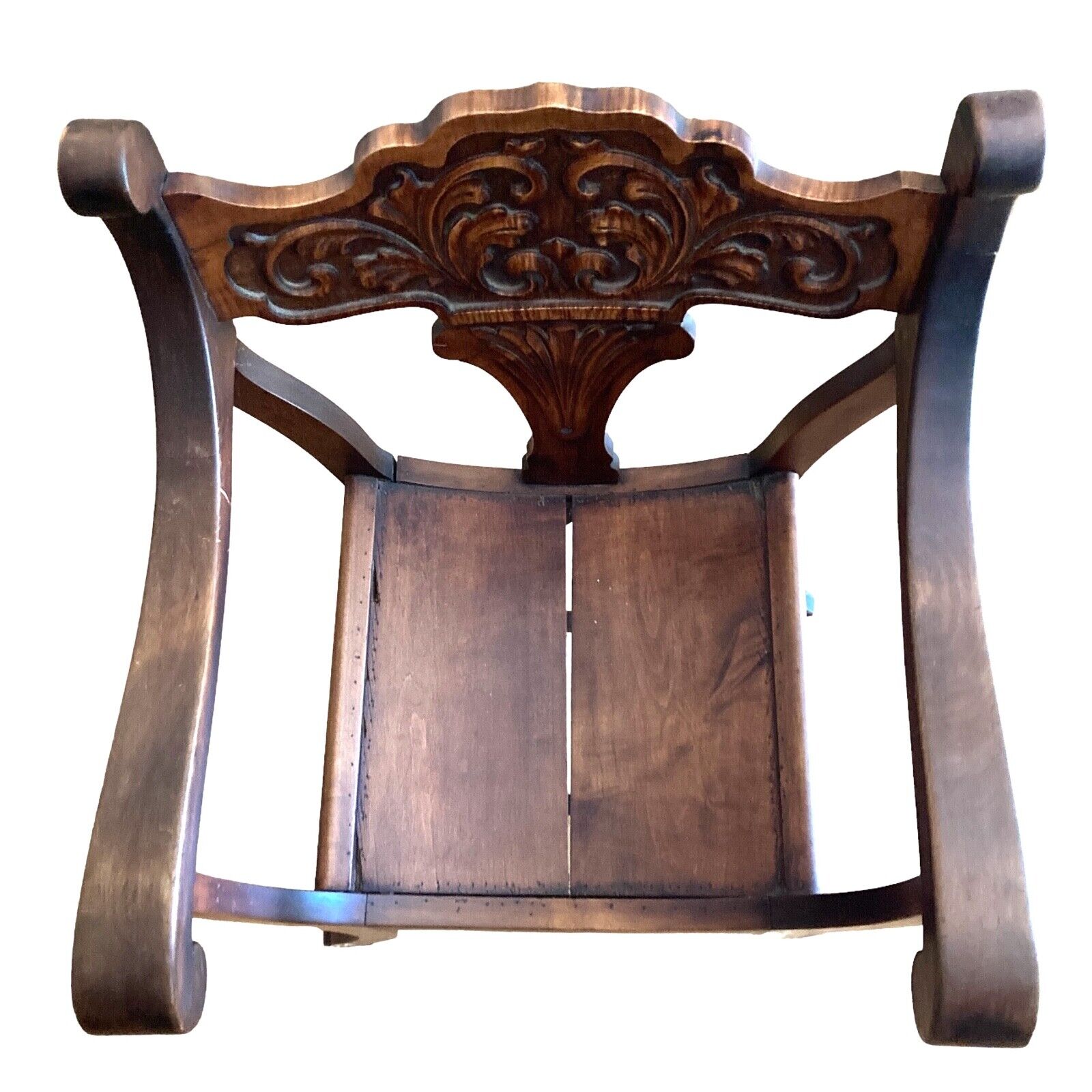 Vintage Victorian Hand Carved Wood Chair Floral Design