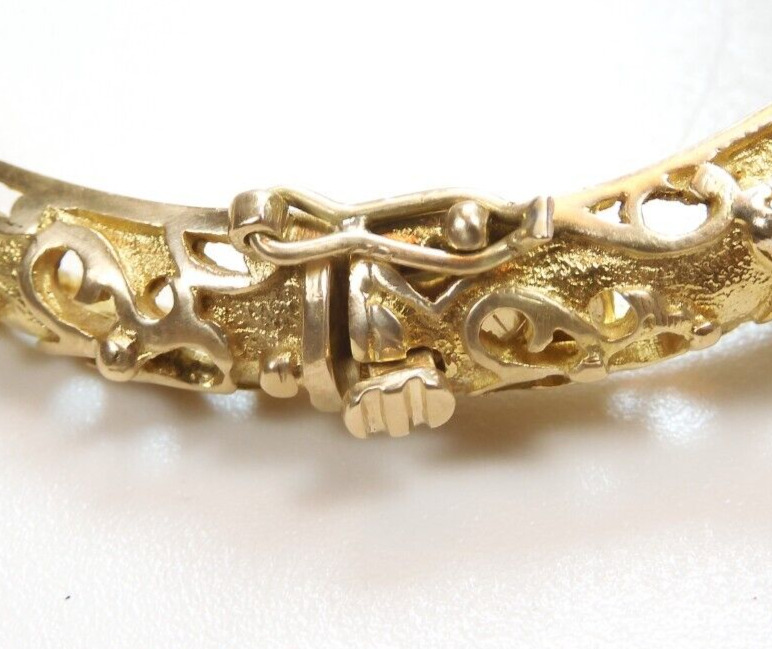 Victorian 1900's Emerald Snake Serpent Bangle Bracelet 18KY 33.3 Grams 7 1/2" IC