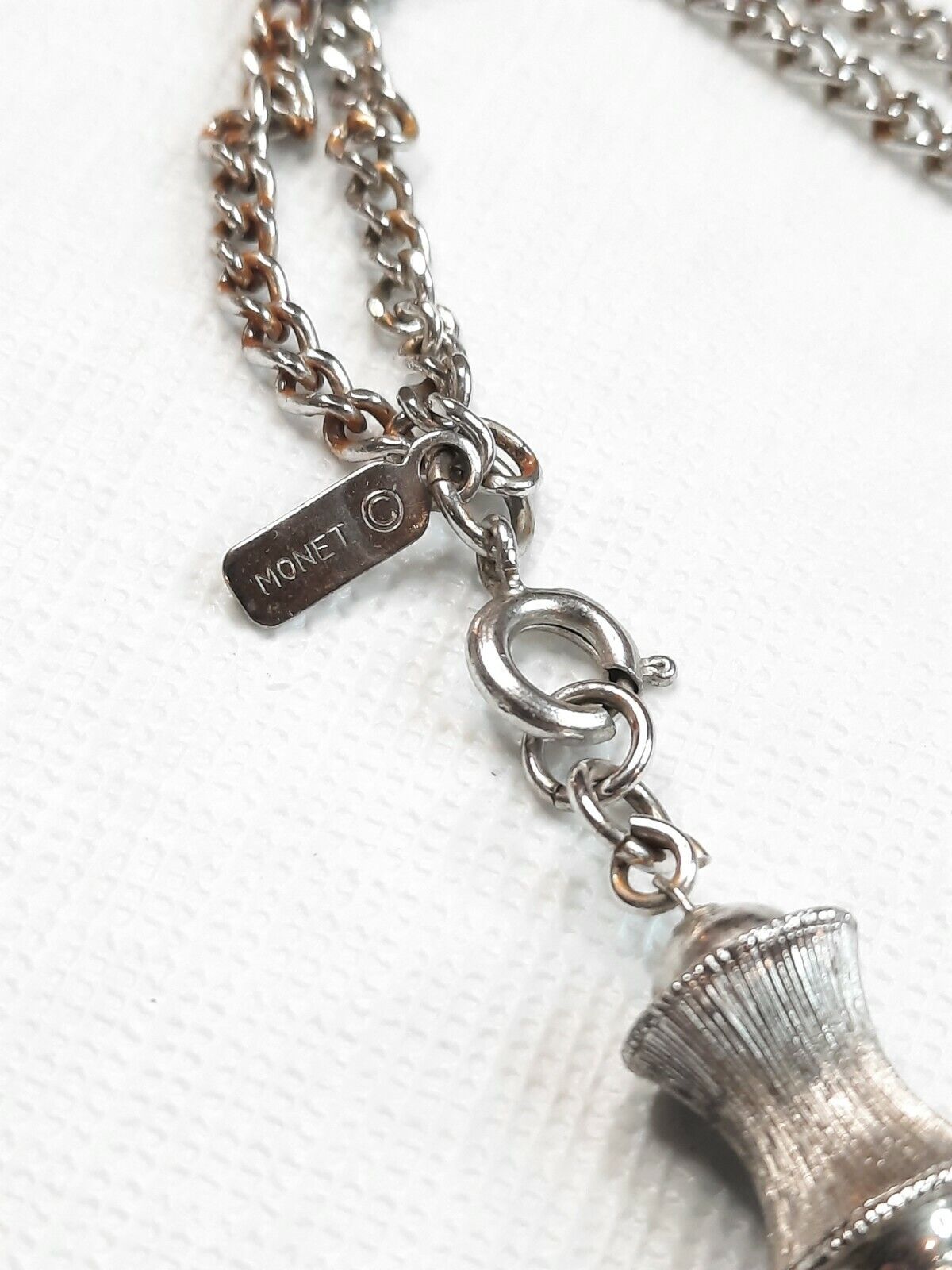 Womens Vintage Late 1900s Monet 53" Multilink Silvertone Necklace 