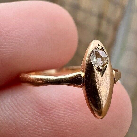 Rare early 1900s antique solid 15k gold genuine rose cut diamond ring!!