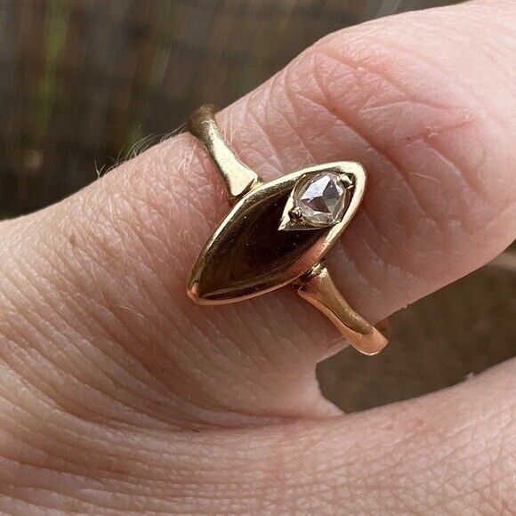 Rare early 1900s antique solid 15k gold genuine rose cut diamond ring!!