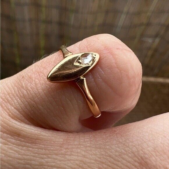 Rare early 1900s antique solid 15k gold genuine rose cut diamond ring!!