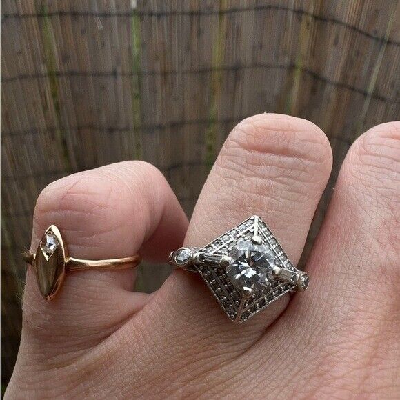 Rare early 1900s antique solid 15k gold genuine rose cut diamond ring!!