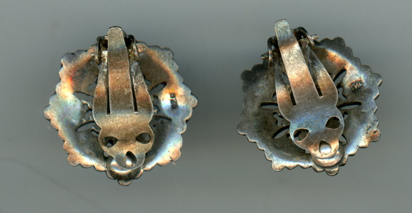 Early 1900’s Sterling Silver Ear Rings with Stones, Nice Condition