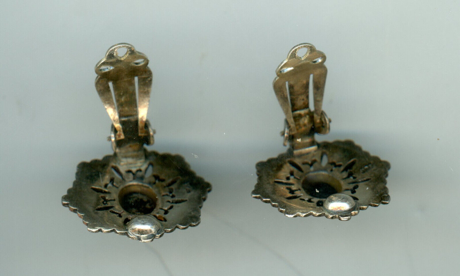 Early 1900’s Sterling Silver Ear Rings with Stones, Nice Condition