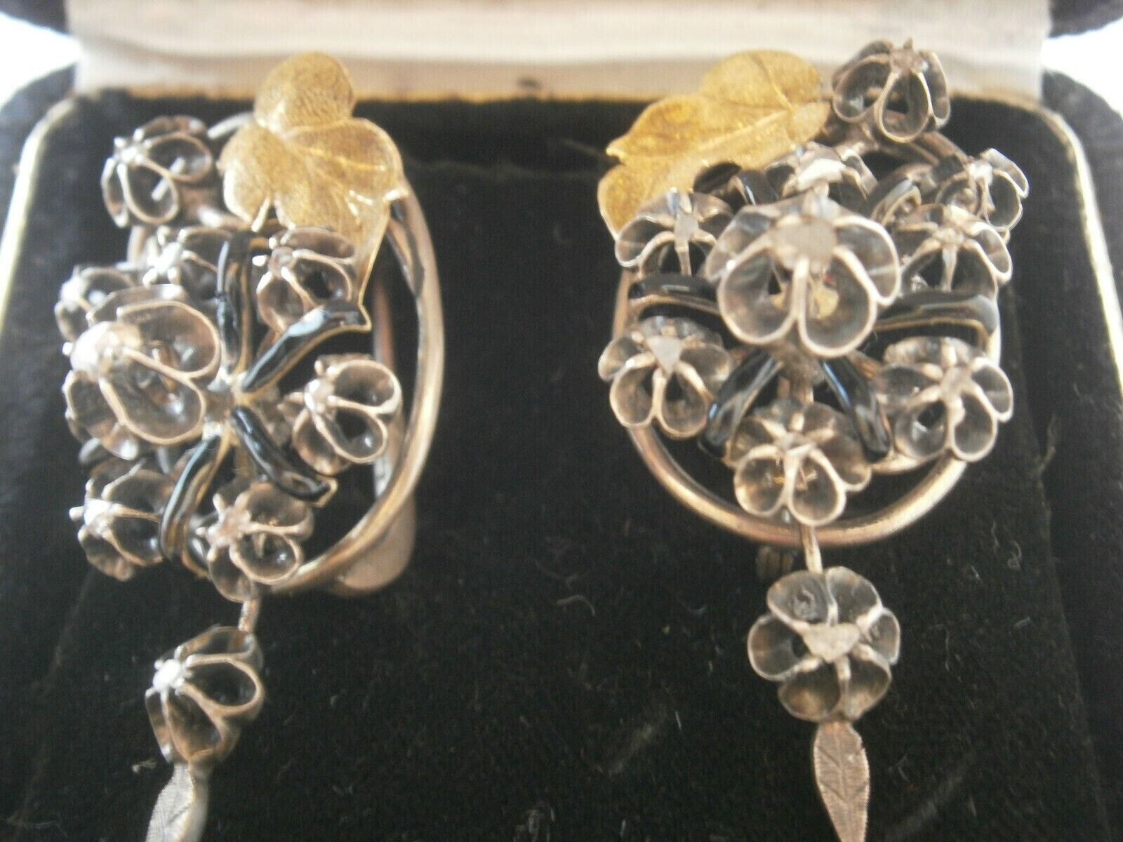 Georgian Period 1700's Diamonds (20) Leaf & Flower Drop Earring Set !!VERY OLD!!
