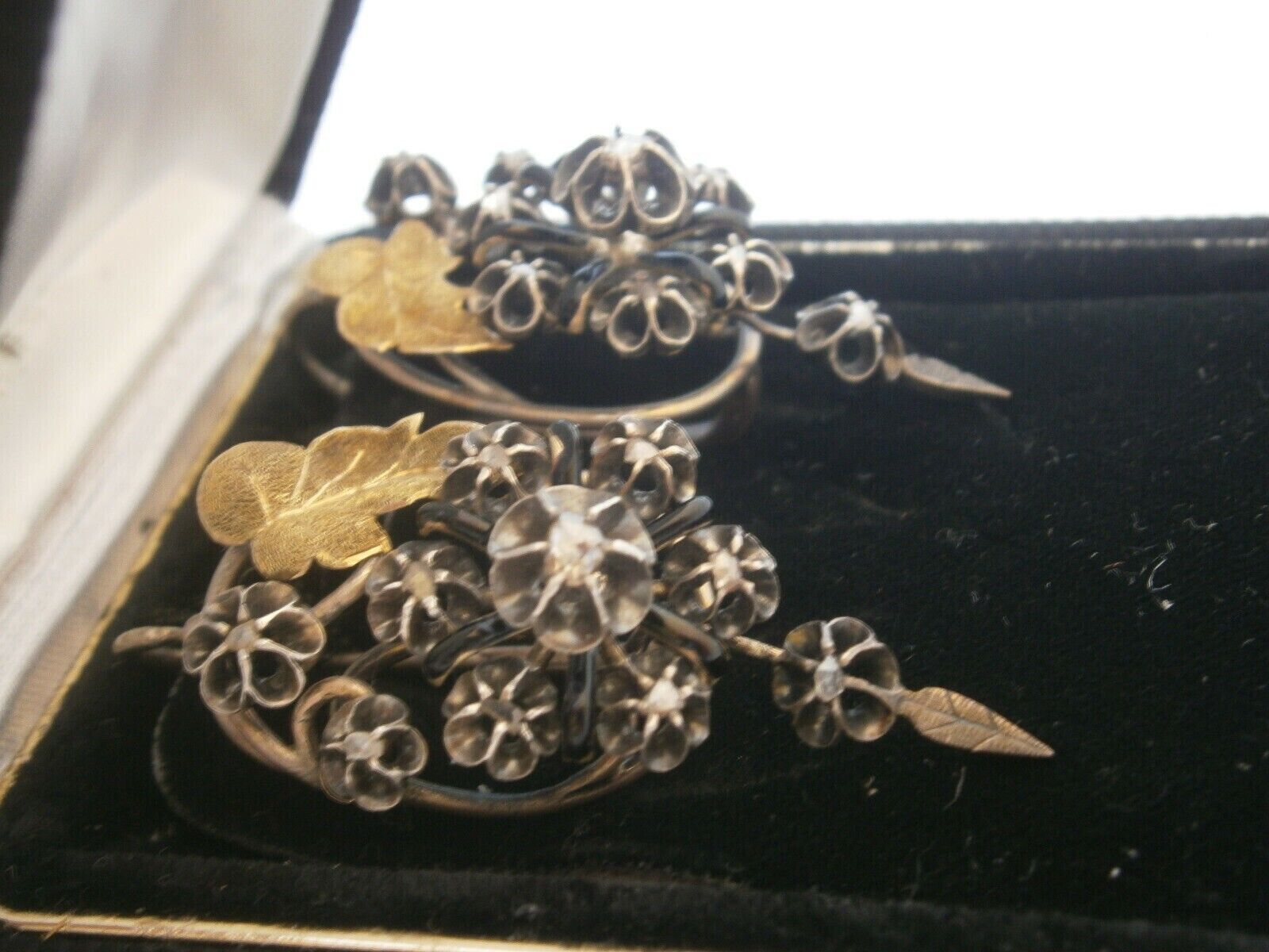 Georgian Period 1700's Diamonds (20) Leaf & Flower Drop Earring Set !!VERY OLD!!