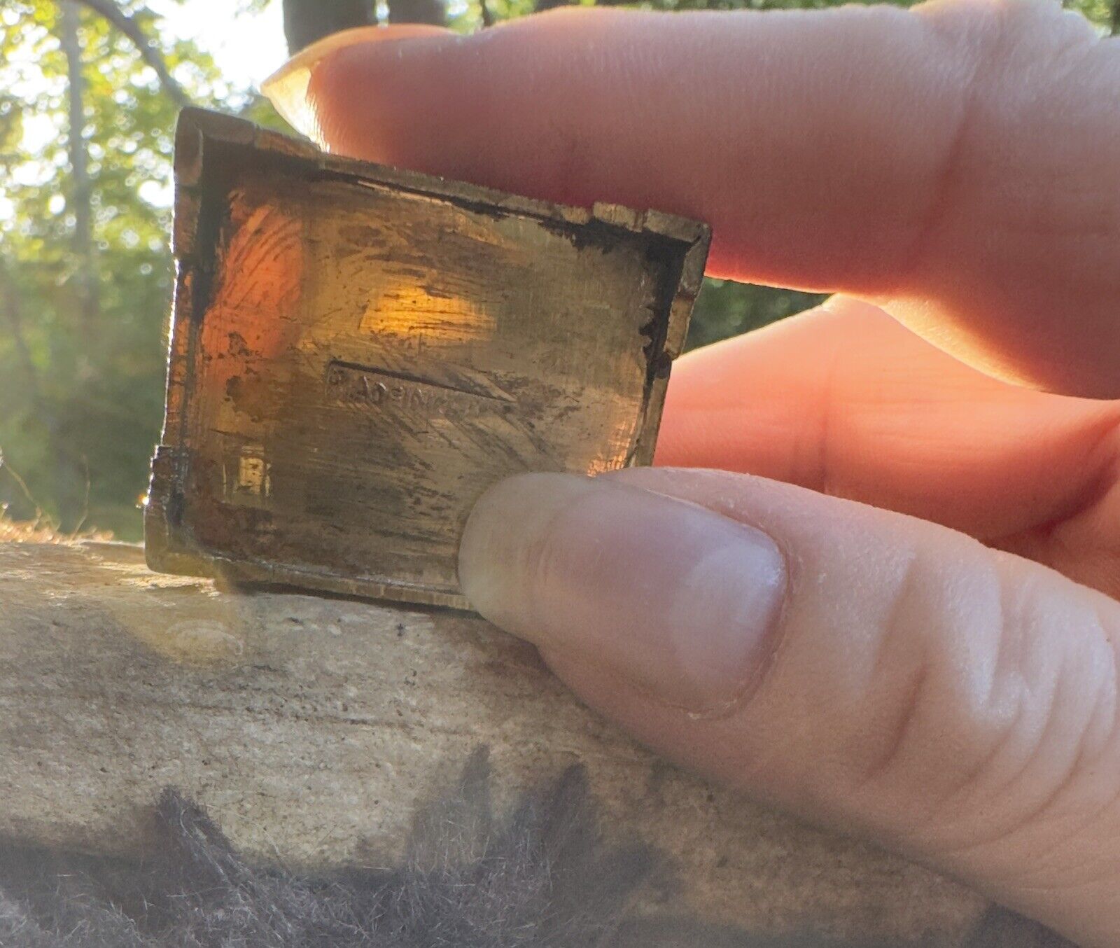 BRASS Jade Box old Vintage Antique stamps earrings pills 1900s 1x1" see story