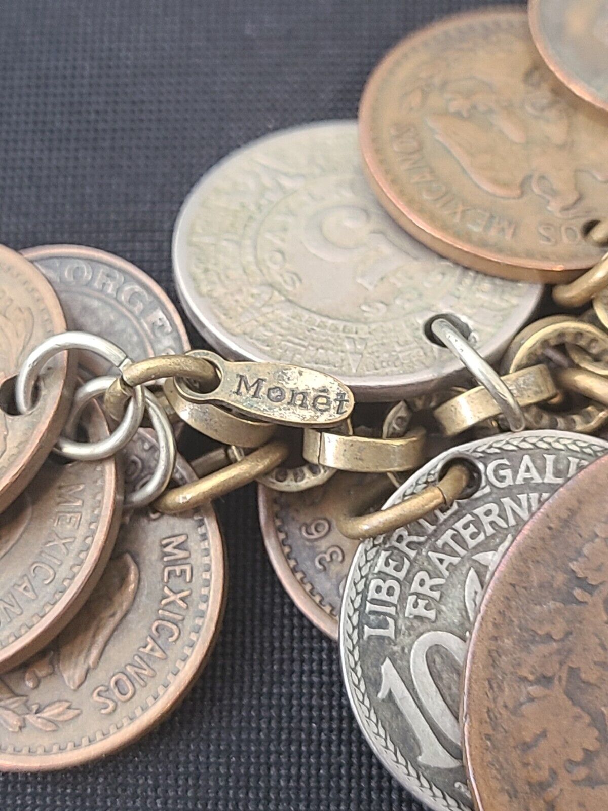 Handmade Antique Silver Coin Love Token Victorian Bracelet Dates 1800s To 1930s
