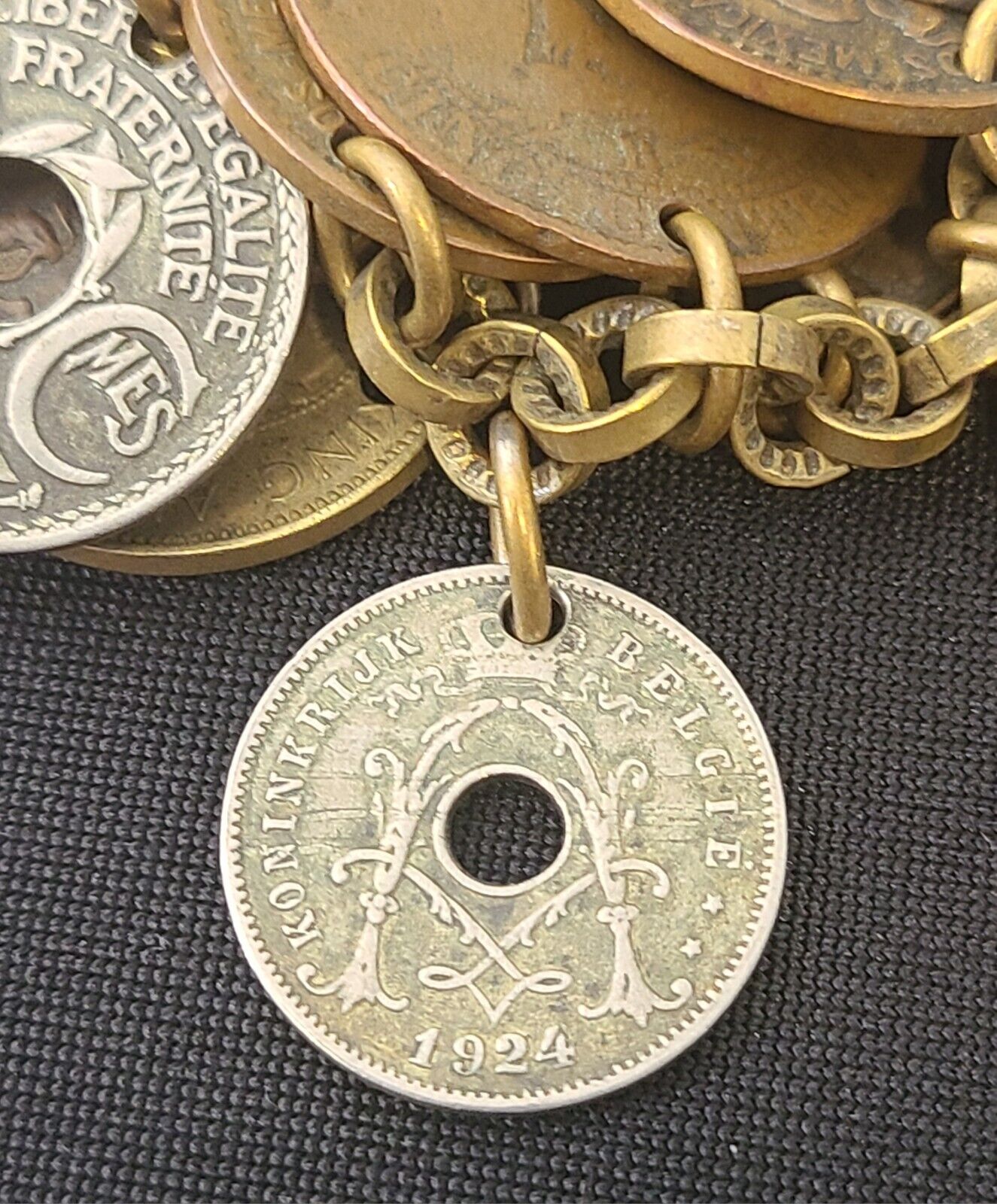 Handmade Antique Silver Coin Love Token Victorian Bracelet Dates 1800s To 1930s
