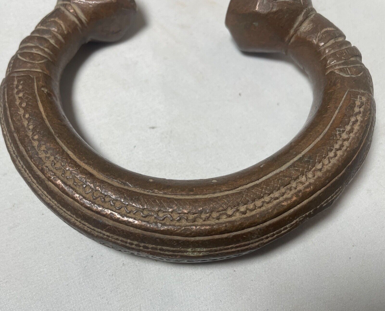 rare 1800's Antique African Niger Baoulé Dogon Bronze Manilla Currency Bracelet#