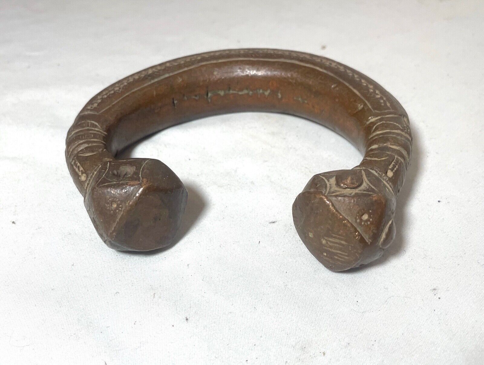 rare 1800's Antique African Niger Baoulé Dogon Bronze Manilla Currency Bracelet#