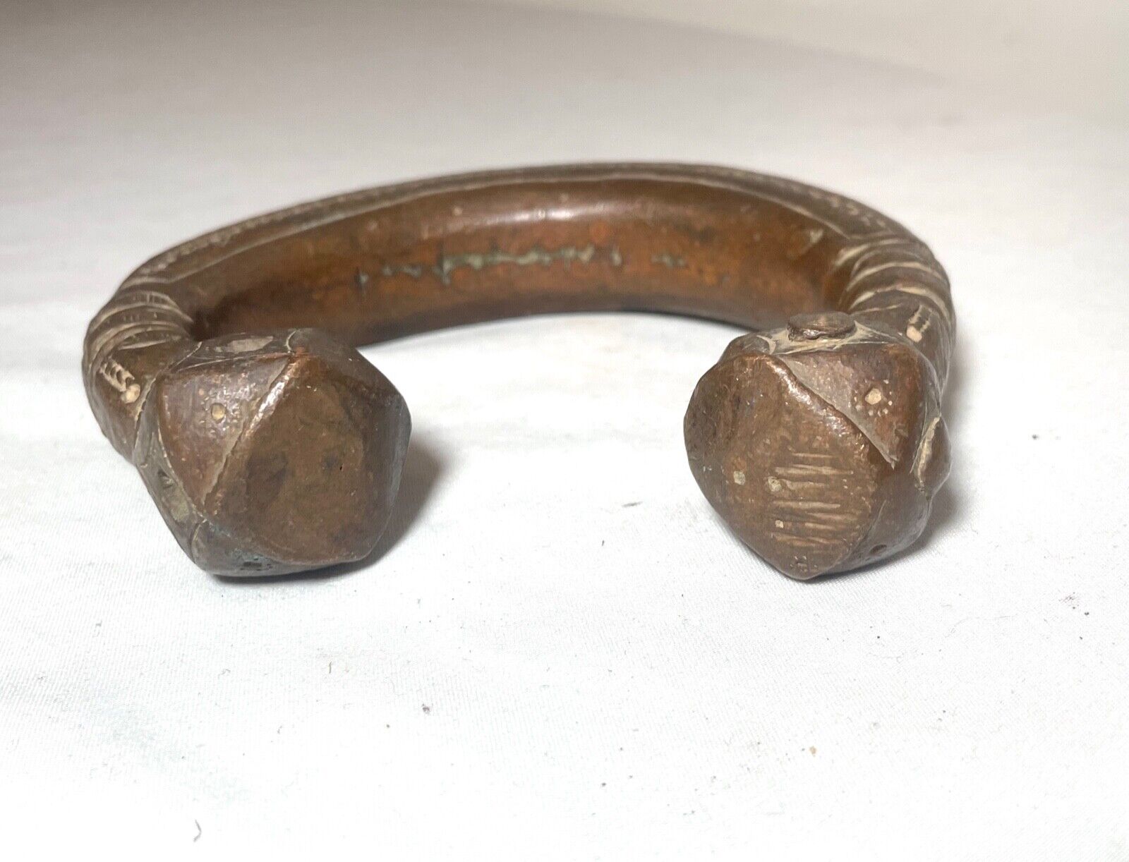 rare 1800's Antique African Niger Baoulé Dogon Bronze Manilla Currency Bracelet#