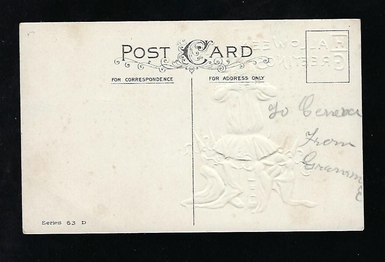 Early 1900's Halloween Postcard Ring of Witches Around a Girl Embossed