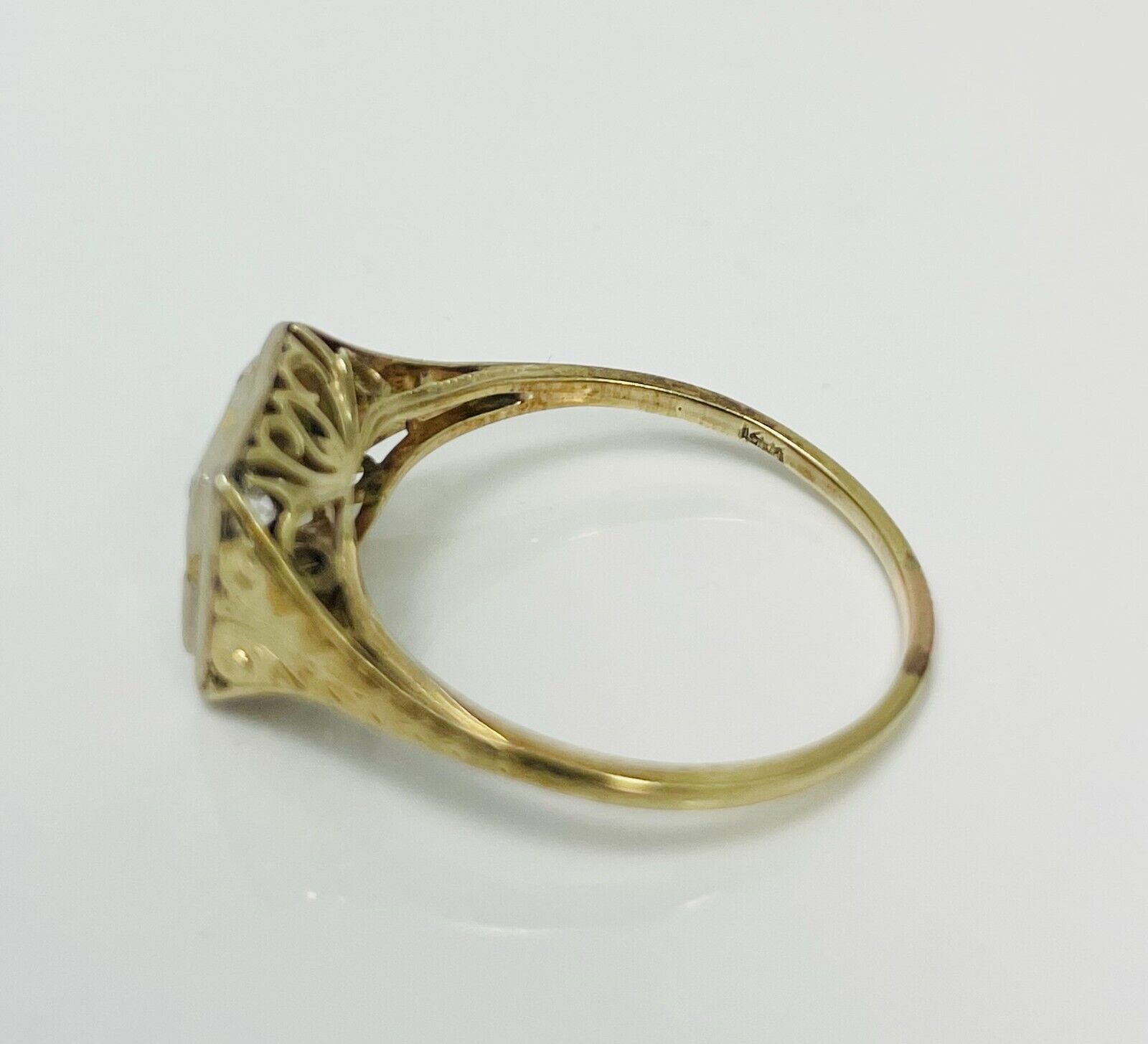 Early 1900s 14k Two Tone Gold European Diamond Engagement Ring (7334)