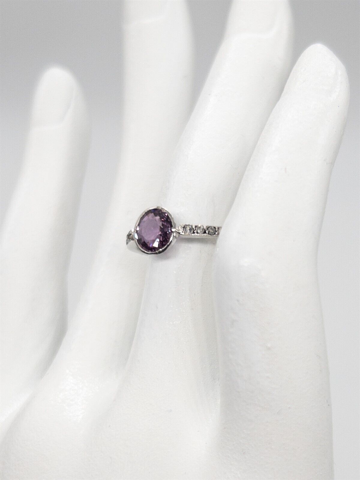 Antique 1900s $5000 1ct Certified NO HEAT Purple Sapphire Diamond Platinum Ring