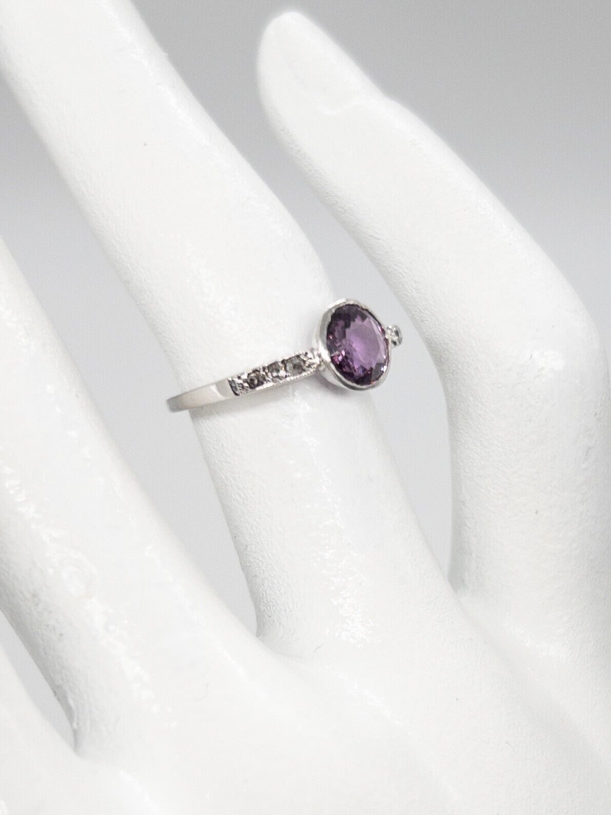 Antique 1900s $5000 1ct Certified NO HEAT Purple Sapphire Diamond Platinum Ring