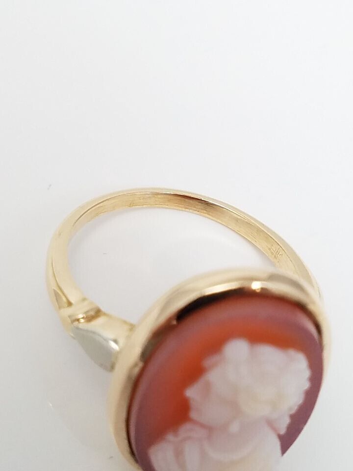Early 1900's 14k Gold Hard Stone Agate Cameo Ring (9736)