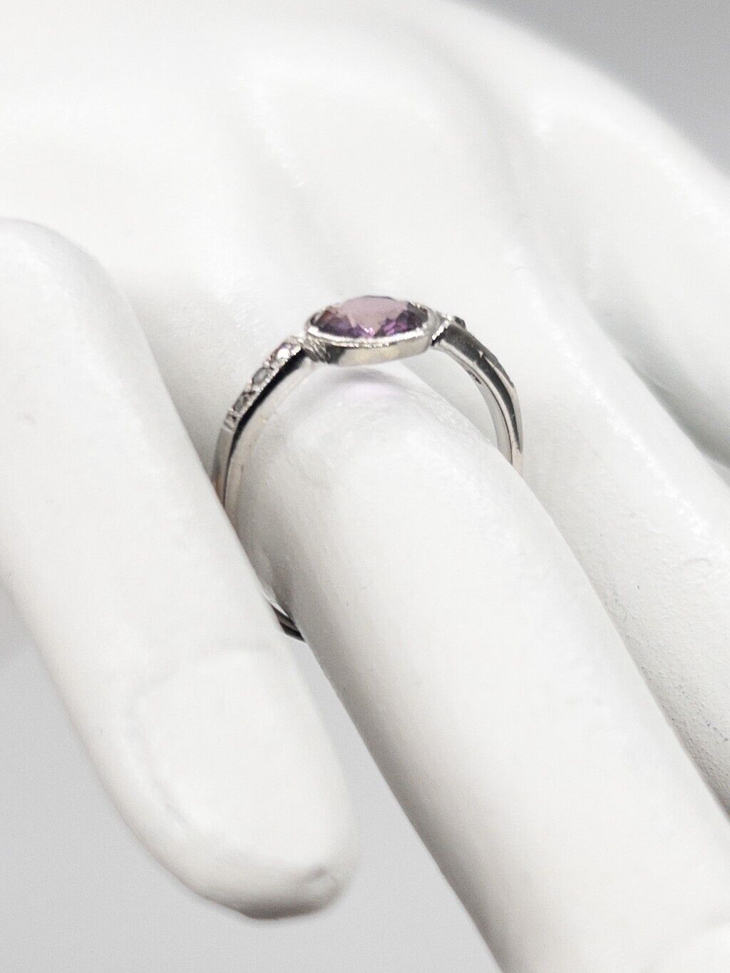 Antique 1900s $5000 1ct Certified NO HEAT Purple Sapphire Diamond Platinum Ring
