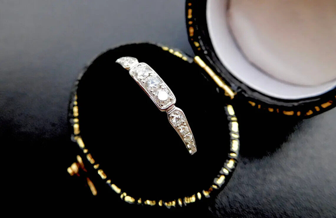 Vintage Circa 1900's Bridal Stackable Ring 14K White Gold 2 Ct Simulated Diamond