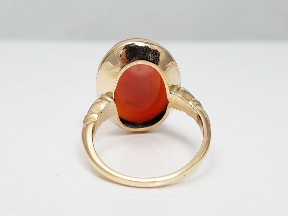 Early 1900's 14k Gold Hard Stone Agate Cameo Ring (9736)