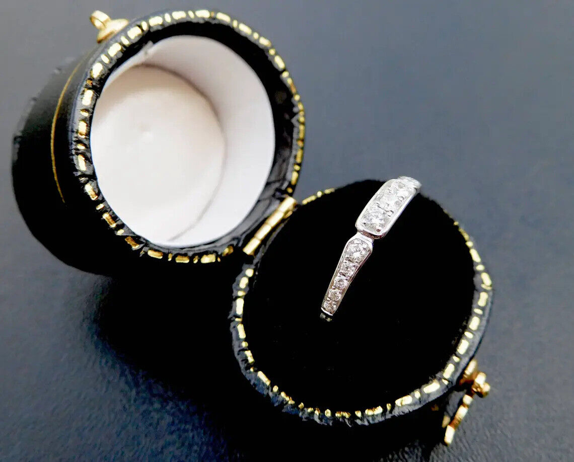 Vintage Circa 1900's Bridal Stackable Ring 14K White Gold 2 Ct Simulated Diamond