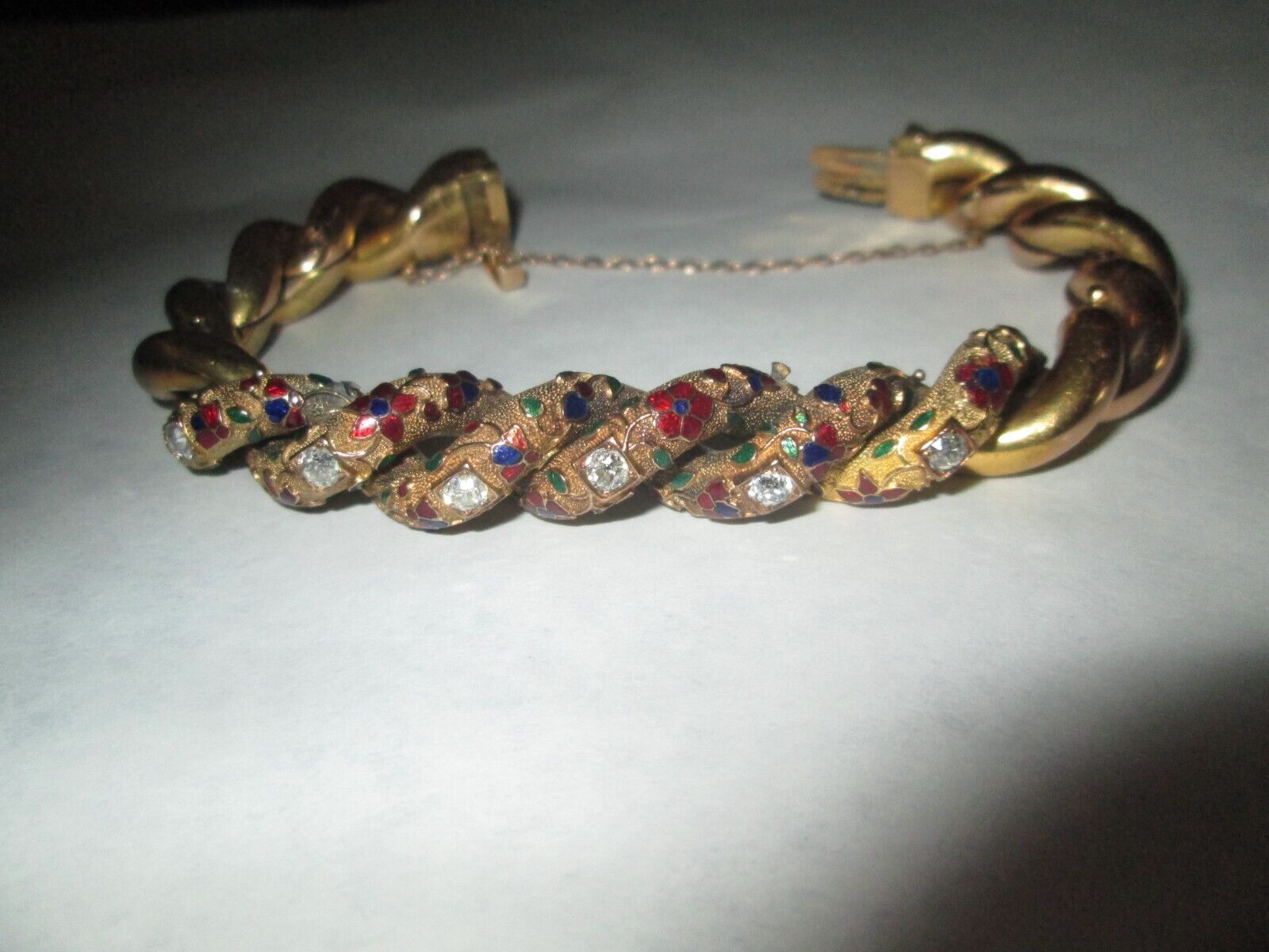 1800's 18K French gold bracelet with diamonds