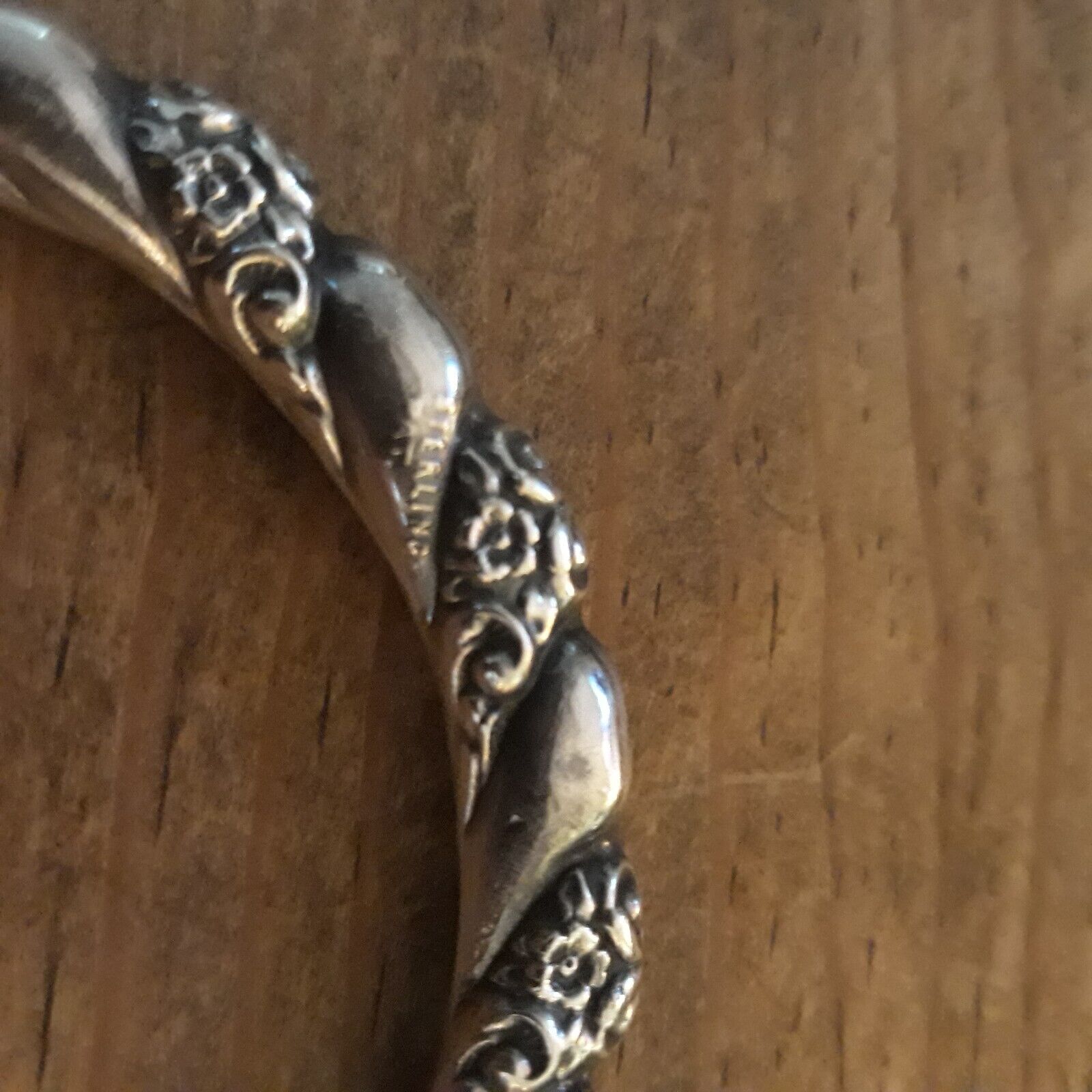 Victorian Sterling Silver Repousse Floral Hollow Bracelet 1800's Vintage