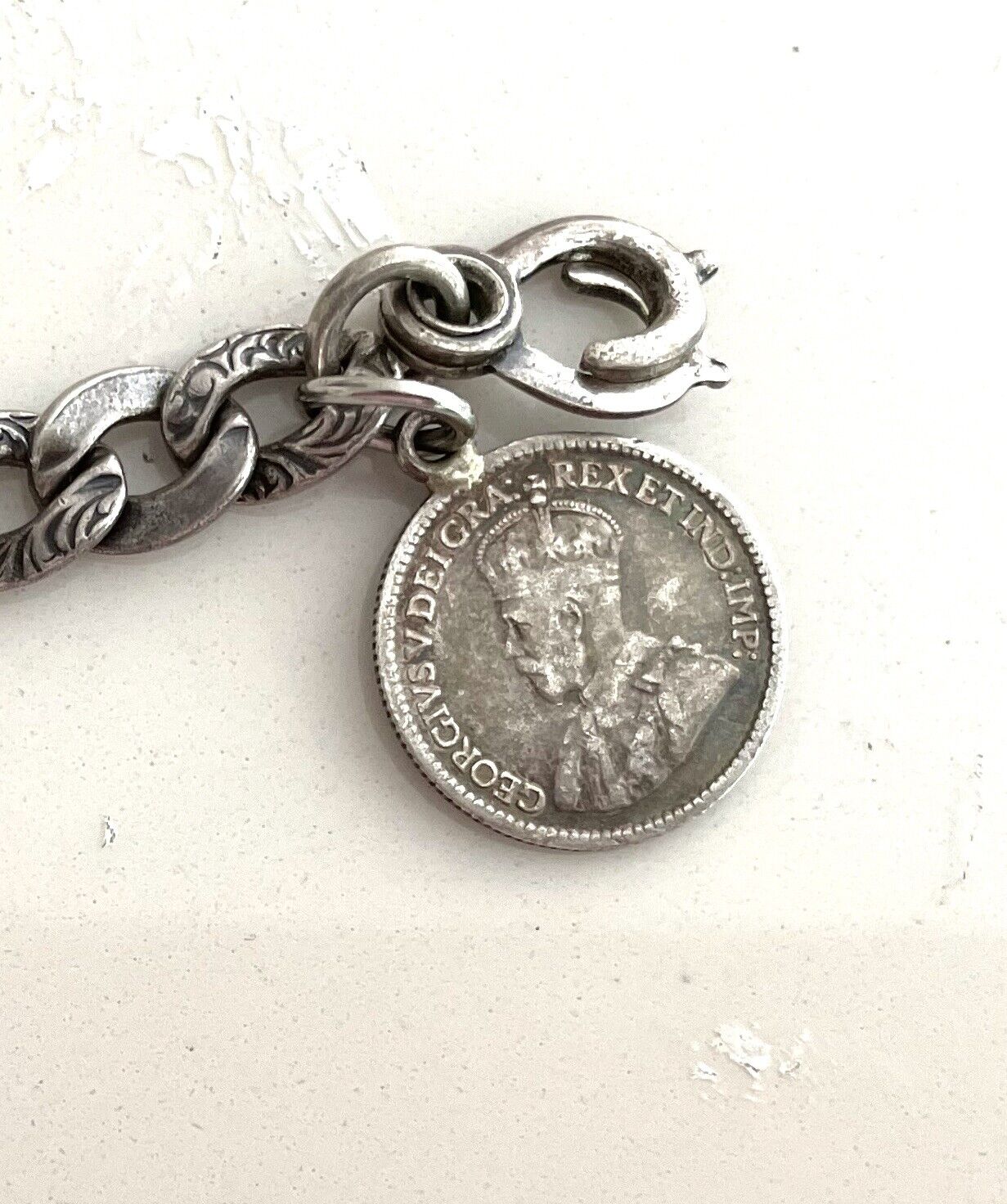ANTIQUE NAPIER STERLING SILVER BRACELET 10 GENUINE ANTIQUE COINS 1792-1900'S