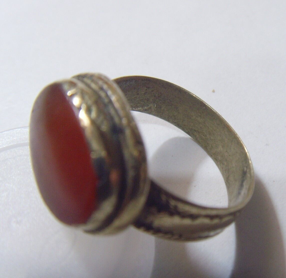1700s antique tribal wedding ring sz 9.5 Dagestan central Asia carnelian hf1723