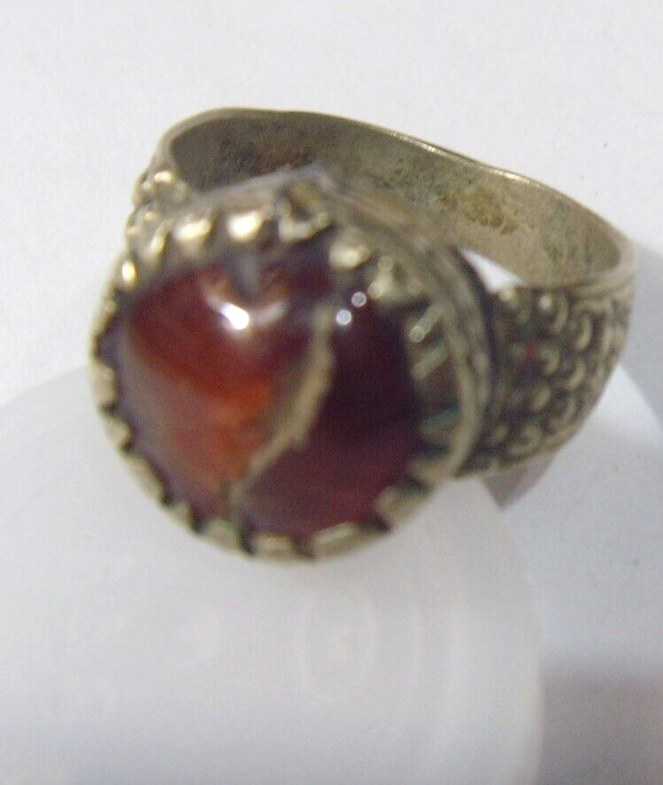 1700s antique tribal wedding ring sz 9 Dagestan central Asia carnelian hf1722
