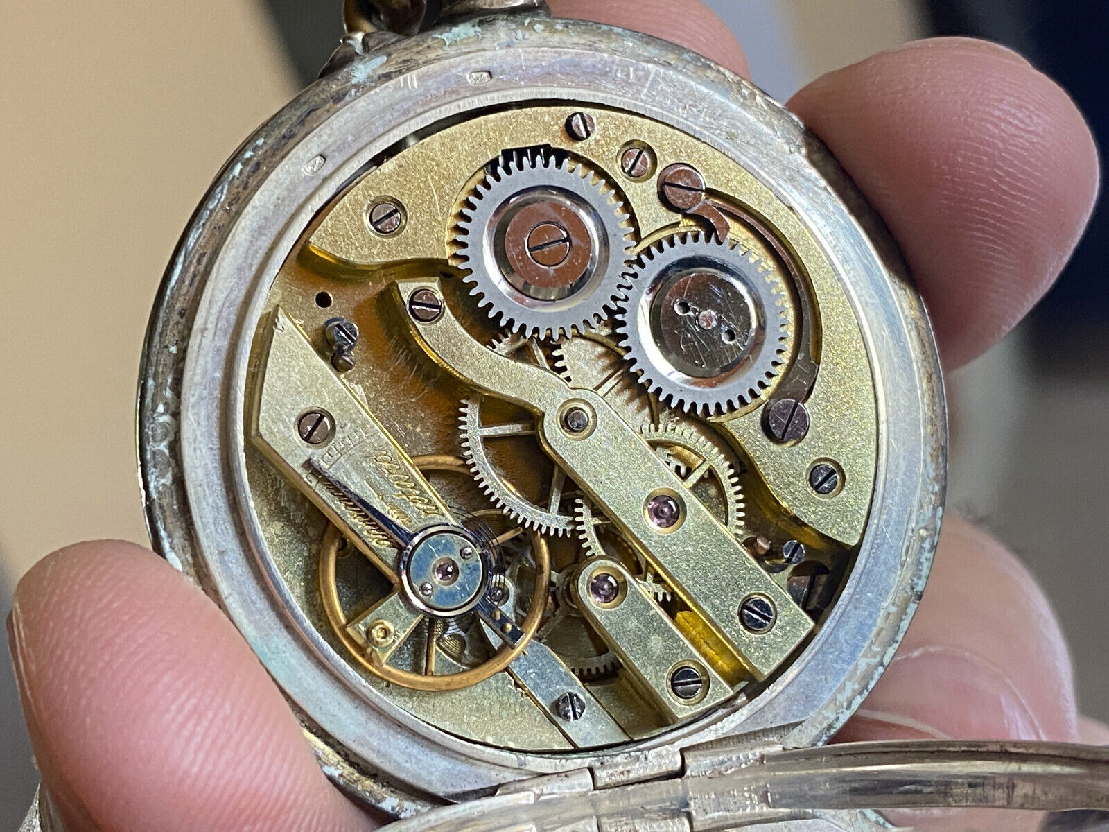 Antique Swiss? /German Hallmarked Silver Pocket Watch From Early 1900s - RUNS!