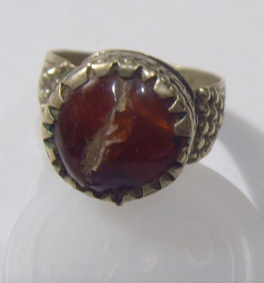 1700s antique tribal wedding ring sz 9 Dagestan central Asia carnelian hf1722