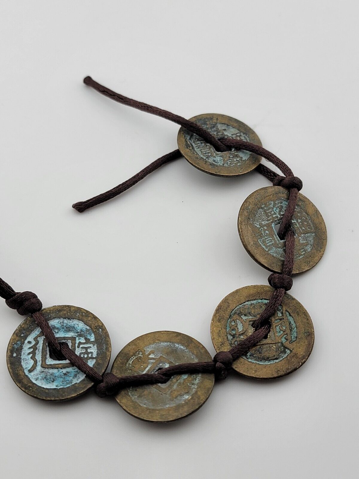 Qing Dynasty in China, five emperors Coins Bracelet, VG Condition. Circa 1800's