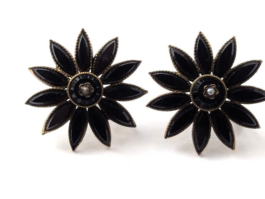 Victorian Mourning Earrings, 1900's, Vintage Jewelry