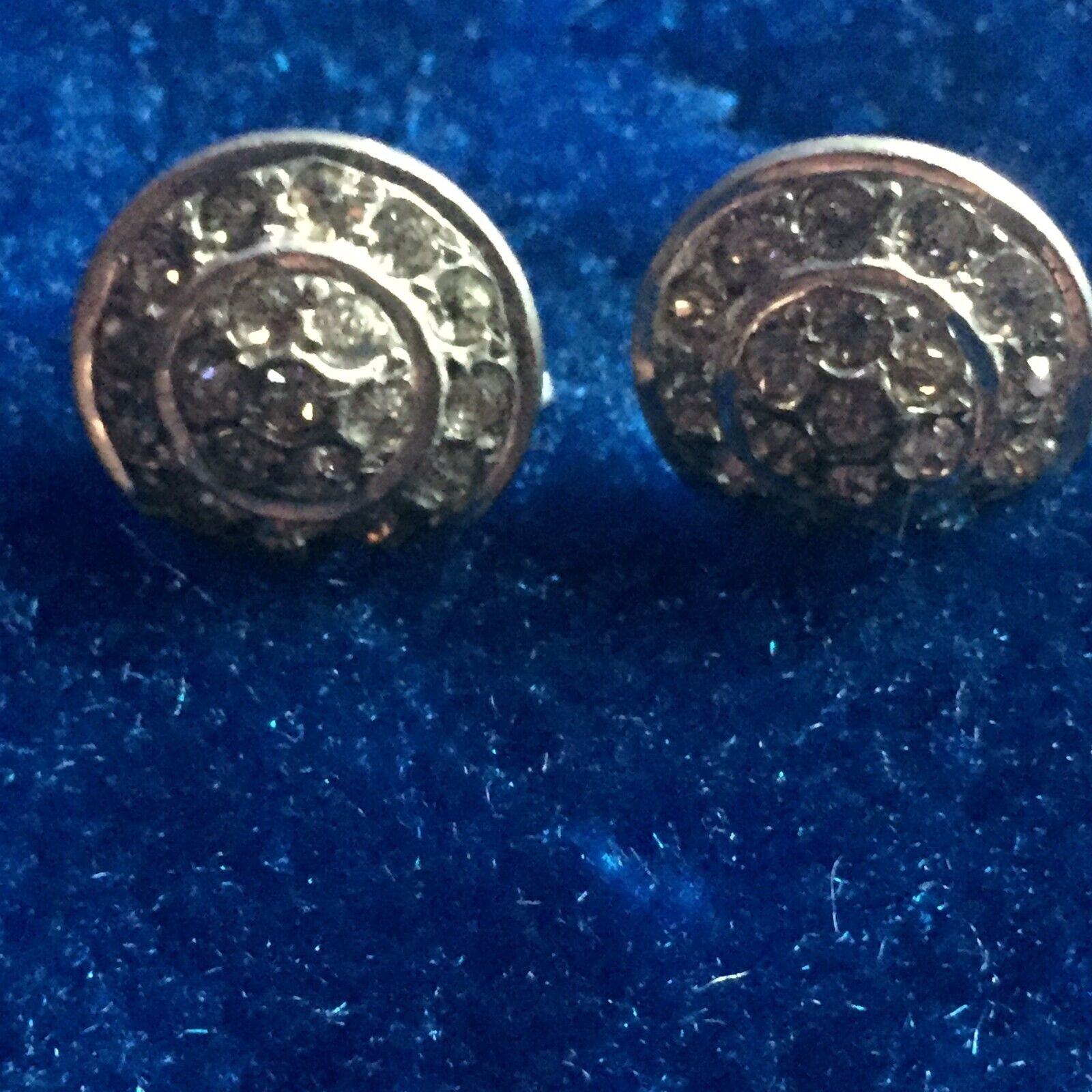 Antique 1900's - 1950 Twist/Screw Back Rhinestone and Silver Tone Earrings